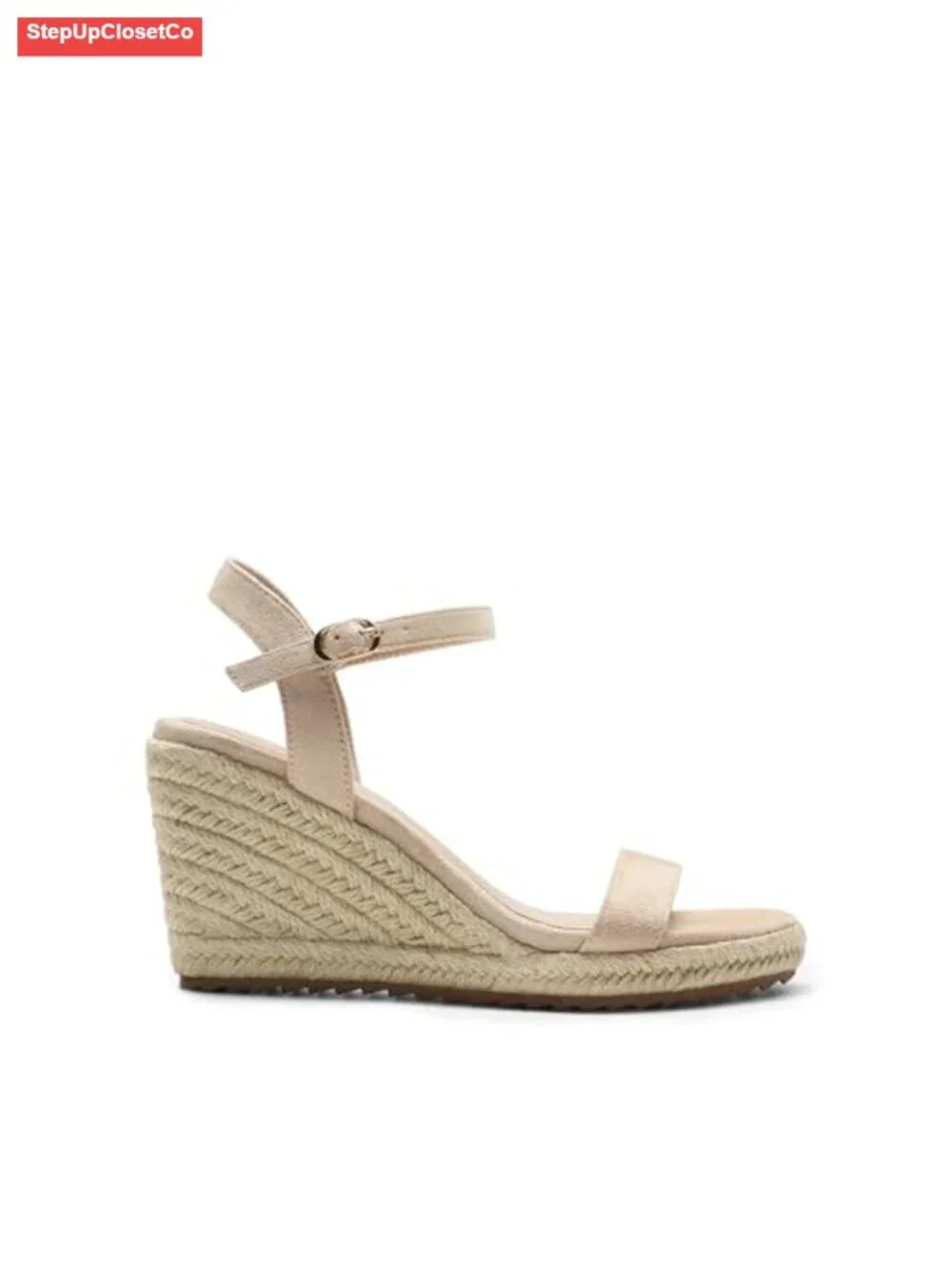 Wedge Espadrille Sandals with Ankle Strap and Cushioned Footbed